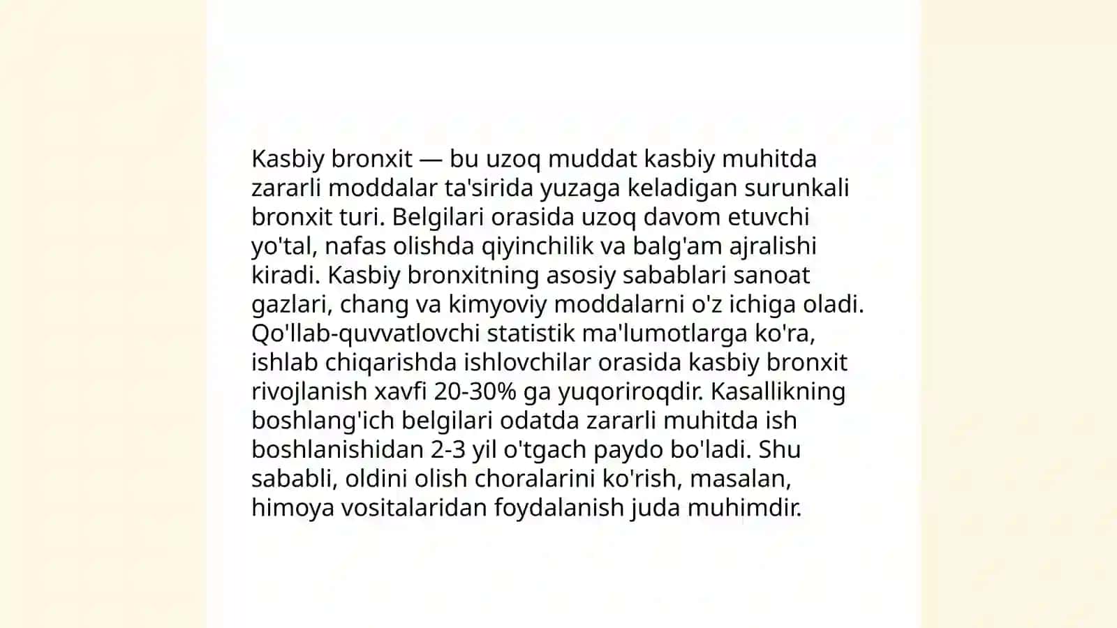 Kasbiy bronxitlar haqida tushuncha 4