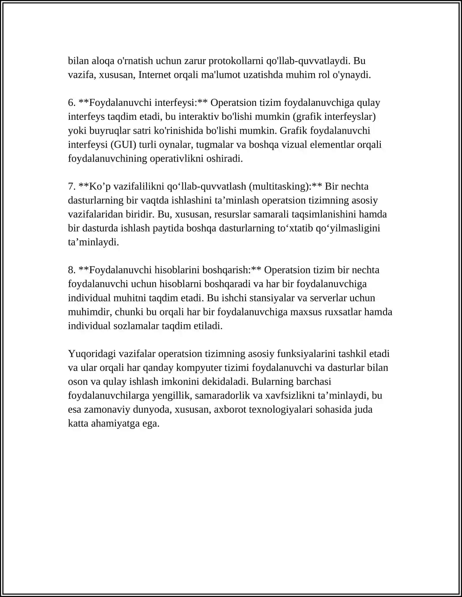ZAMONAVIY OPERATSION TIZIMLAR VA ULARNING VAZIFALARI 4