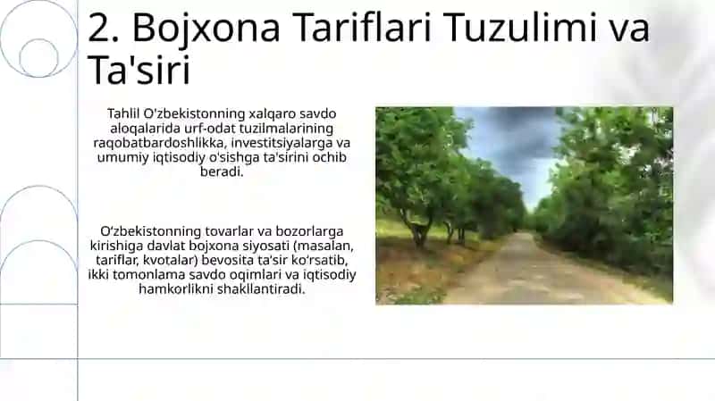 Bojhona siyosati tahlili va O'zbekiston bilan iqtisodiy 4
