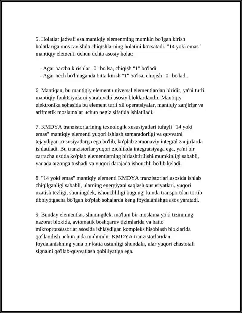 KMDYA Tranzistorlari Asosida Qurilgan 14 yoki Emas Mantiqiy Elementi 4