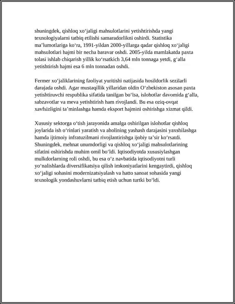 MUSTAQILIK YILLARDA QISHLOQXOJALIGI VASANOAT SOHASIDAGI ÒZGARISHLAR 4
