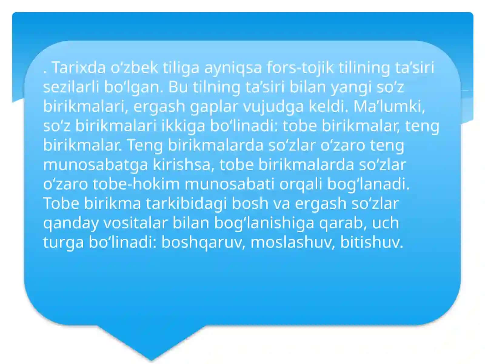 Tengvatobe[bitishuvli,boshqaruvli,moslashuvli]birikmalar 4