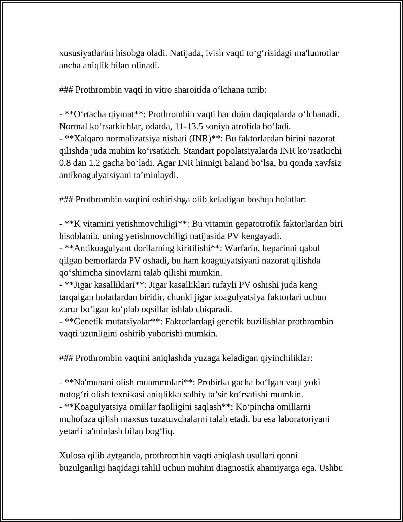 PROTROMBIN VAQTINI QON IVISH VAQTIDAGI AHAMIYATI, ANIQLASH USULLARI 4