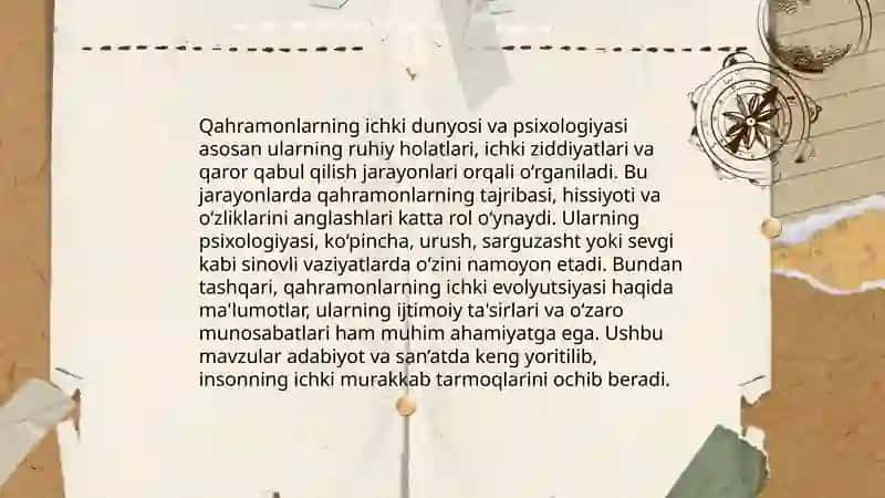 Badiiy asar qahramonlarining shaxsiy sifatlarini baholashning mazmuni, usullari va me'todi 4