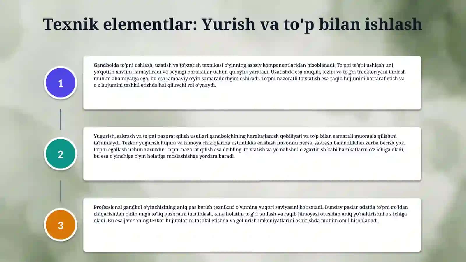 Gandbol o‘yin texnikasi va taktikasi tasnifi 4