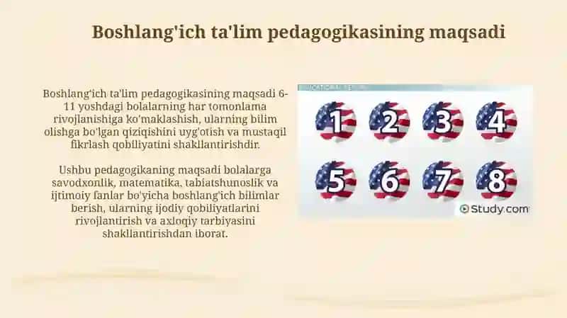 Boshlangʻich taʼlim pedagogikasi fanining maqsadi va vazifalari 4