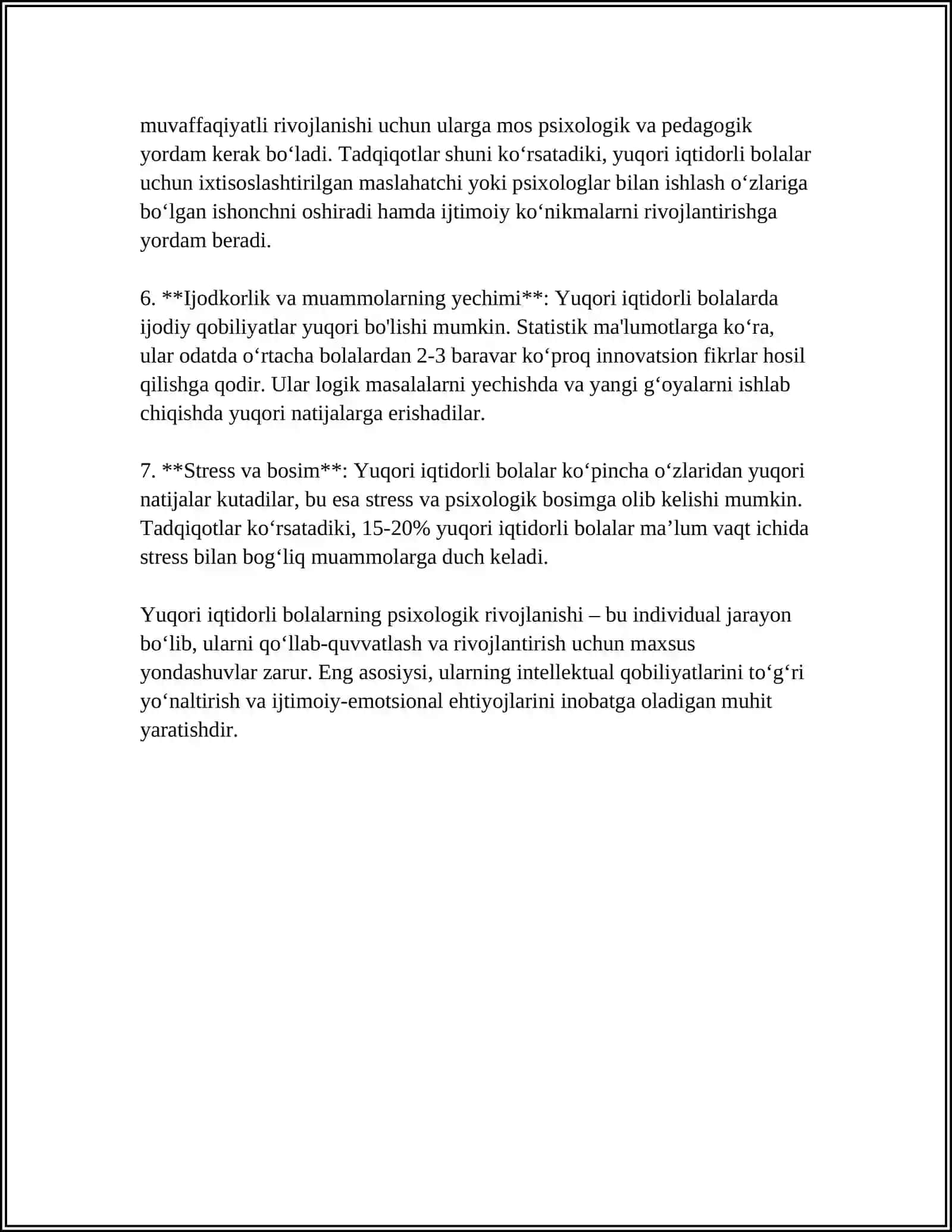 TA'LIM JARAYONIDA YUQORI IQTIDORLI BOLALAR BILAN PSIXOLOGIK ISHNING O'ZIGA XOS XUSUSIYATLARI 4