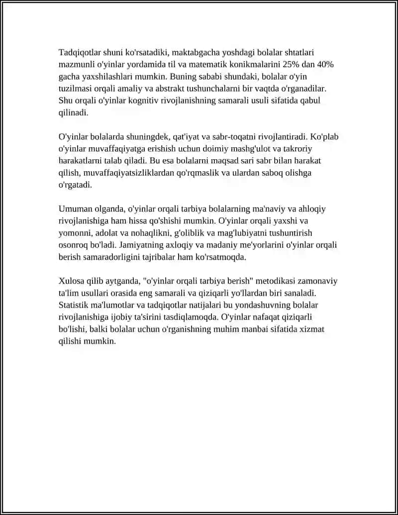 MAKTABGACHA TALIMDA TARBIYA BERISH USULLARI VA VOSITALARI 4