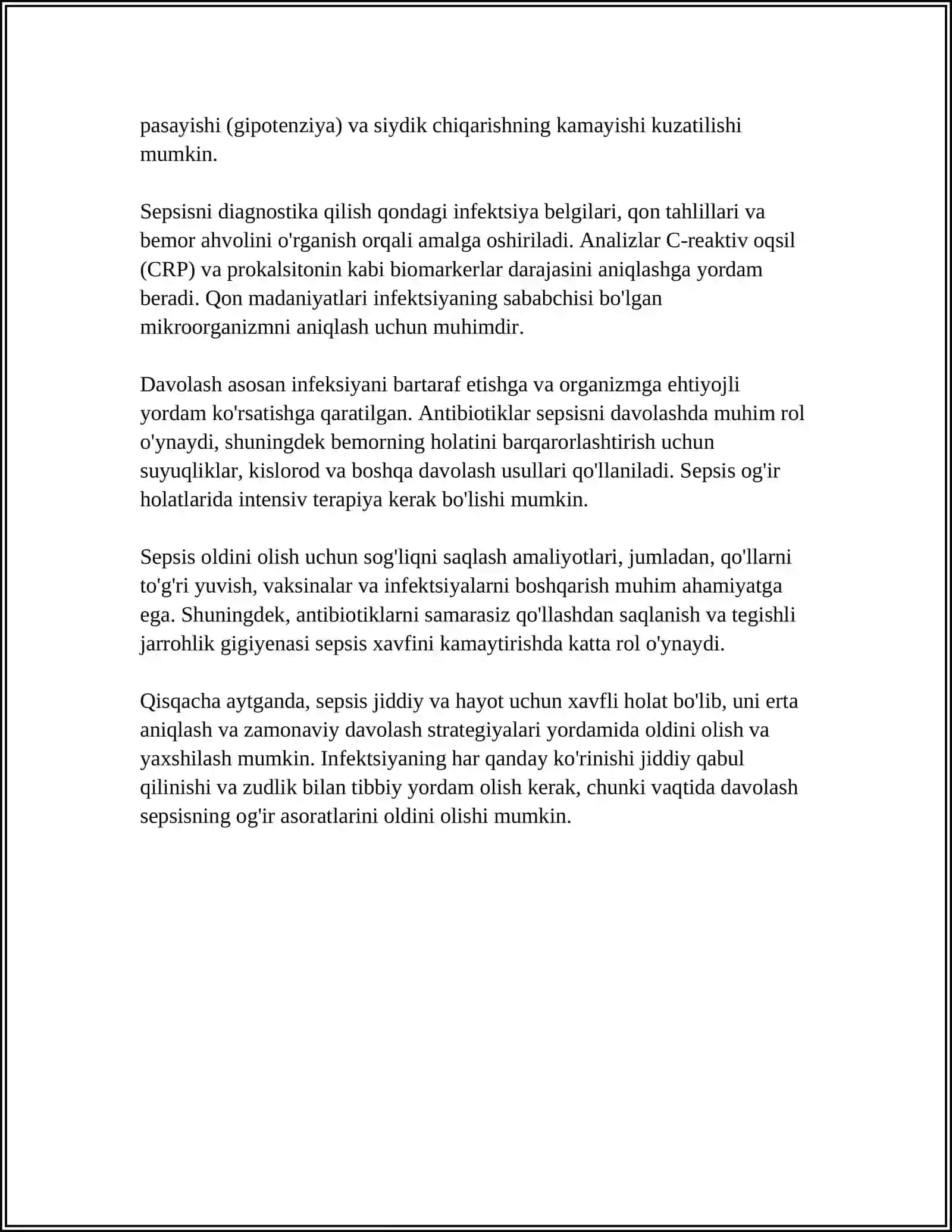 MUSTAQIL ISH Mavzu: SEPSIS 4