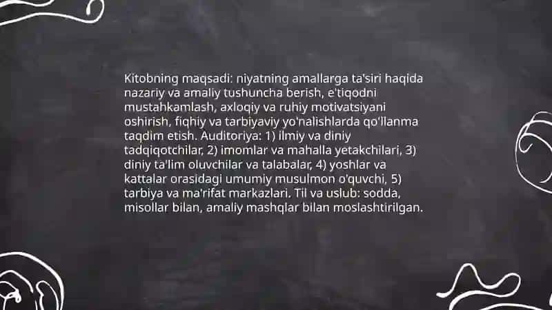 Amallar niyatga bog'liqdir kitobi yuzasidan taqdimot 4