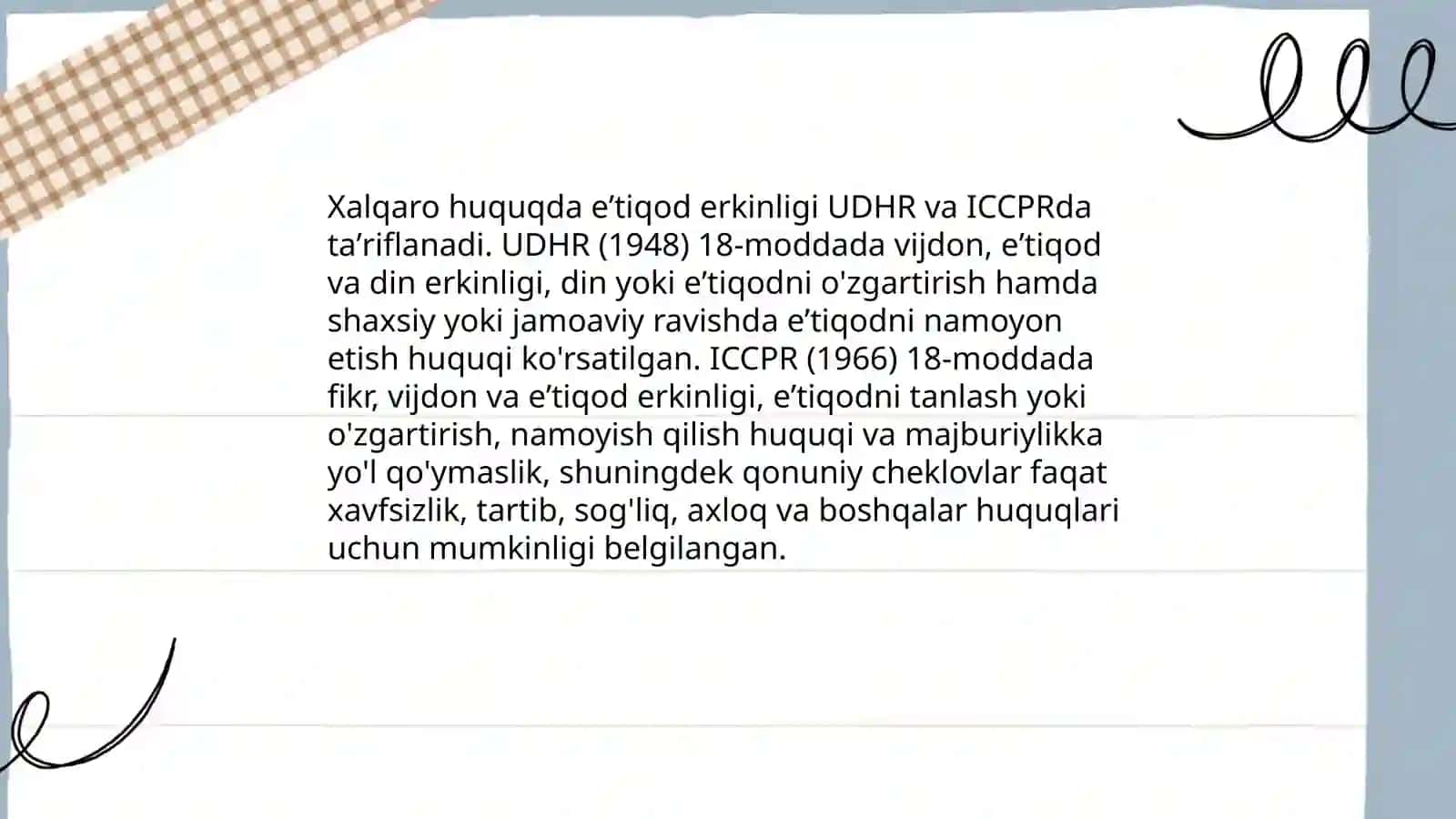 Vijdon va eʼtiqod erkinligining taʼrifi 4