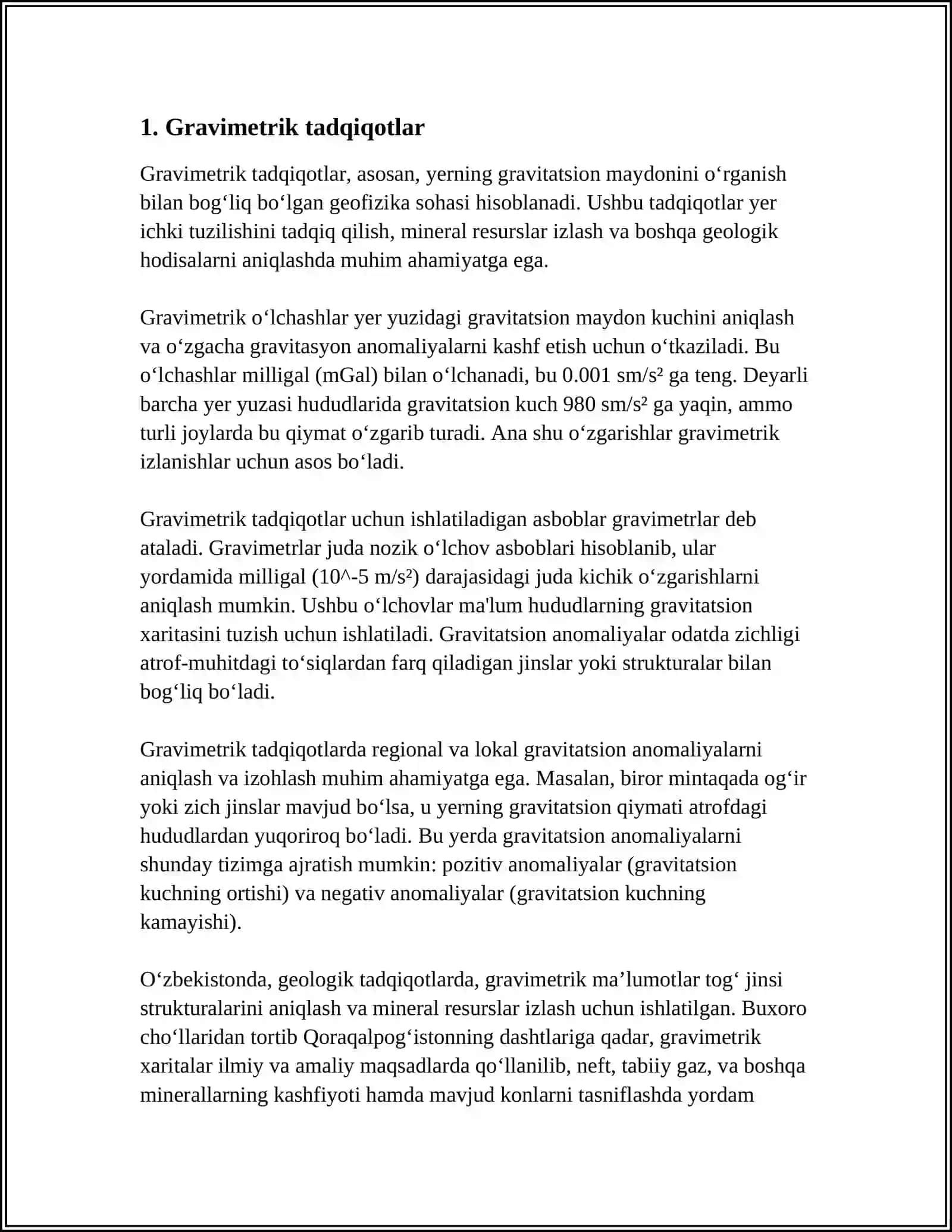 QUDUQLARDA OʻTKAZILADIGAN GEOFIZIK TADQIQOTLARNI OʻTKAZISH USULLARI 4