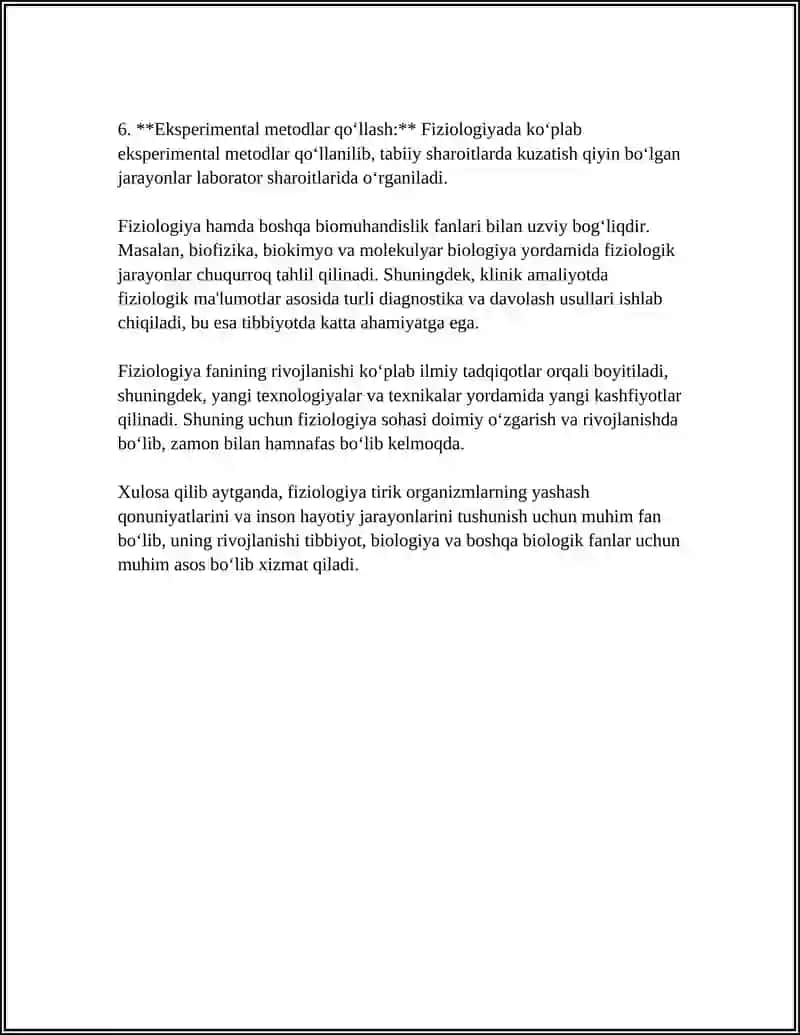 FIZIOLOGIYA FANI,RIVOJLANISHI,TIBBIYOTDAGI AHAMIYATI.FIZIOLOGIK TEKSHIRUV USULLARI 4