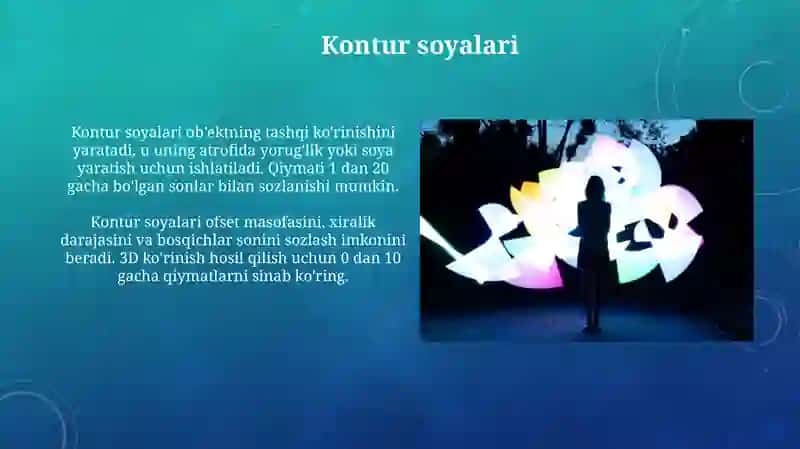 Corel Draw dasturida soyalar va yorugʻlik effektlarini qoʻllash 4