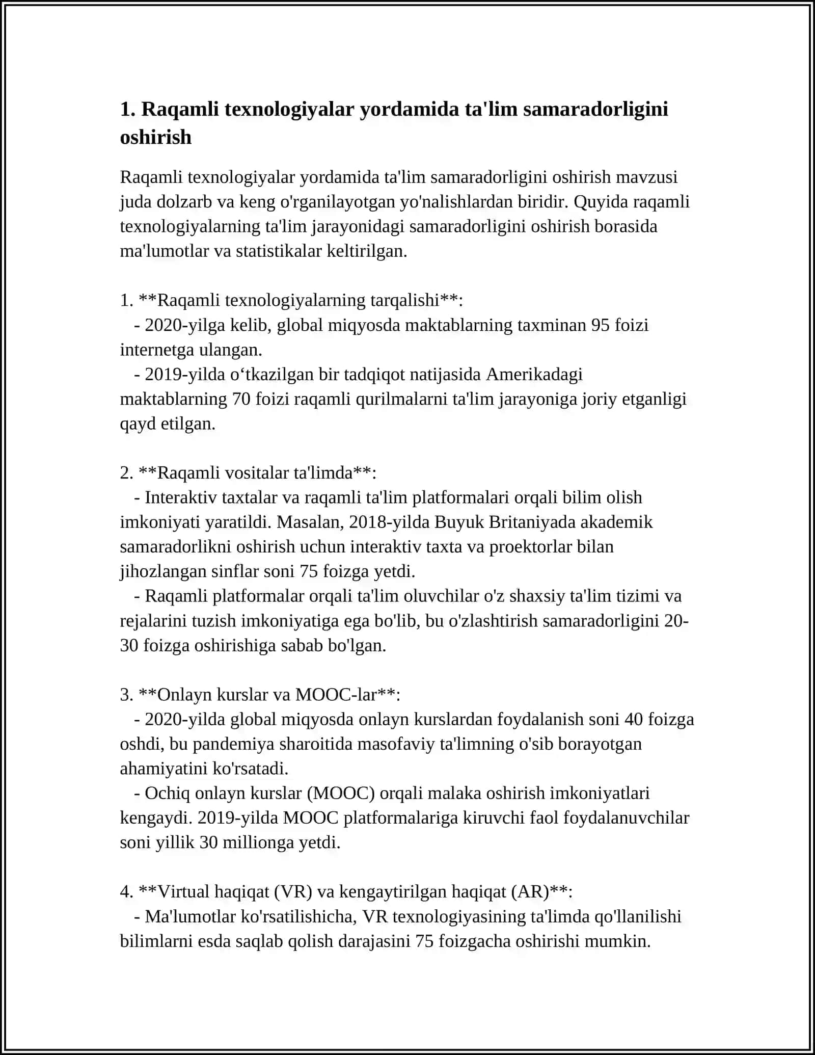 O'quv jarayonlarida raqamli texnologiyalardan foydalanish imkoniyatlari 4