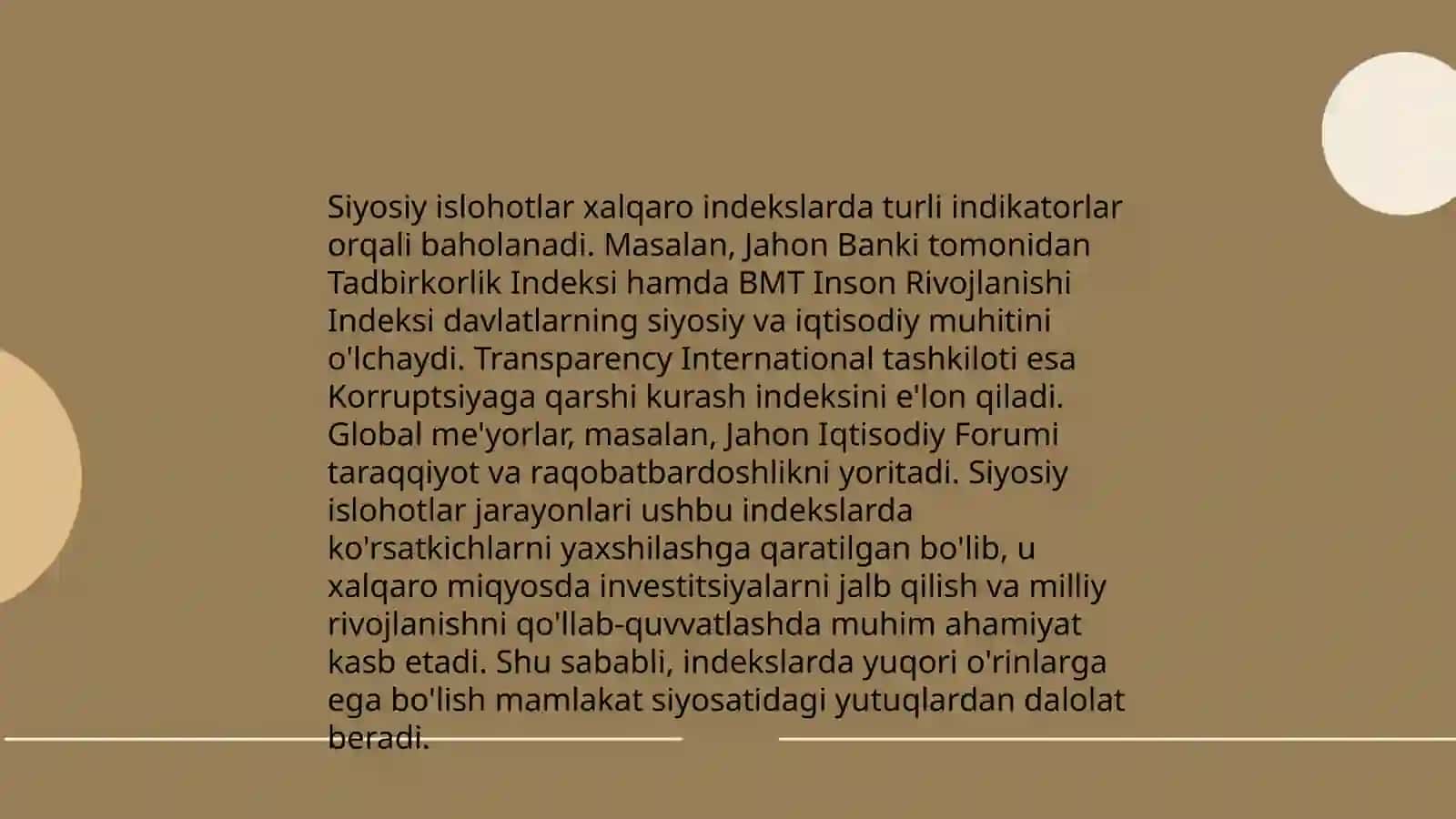 Yangi O‘zbekiston ijtimoiy-siyosiy, iqtisodiy va madaniy hayotida roʻy berayotgan oʻzgarishlarning xalqaro reyting va indekslarda aks etishi 4
