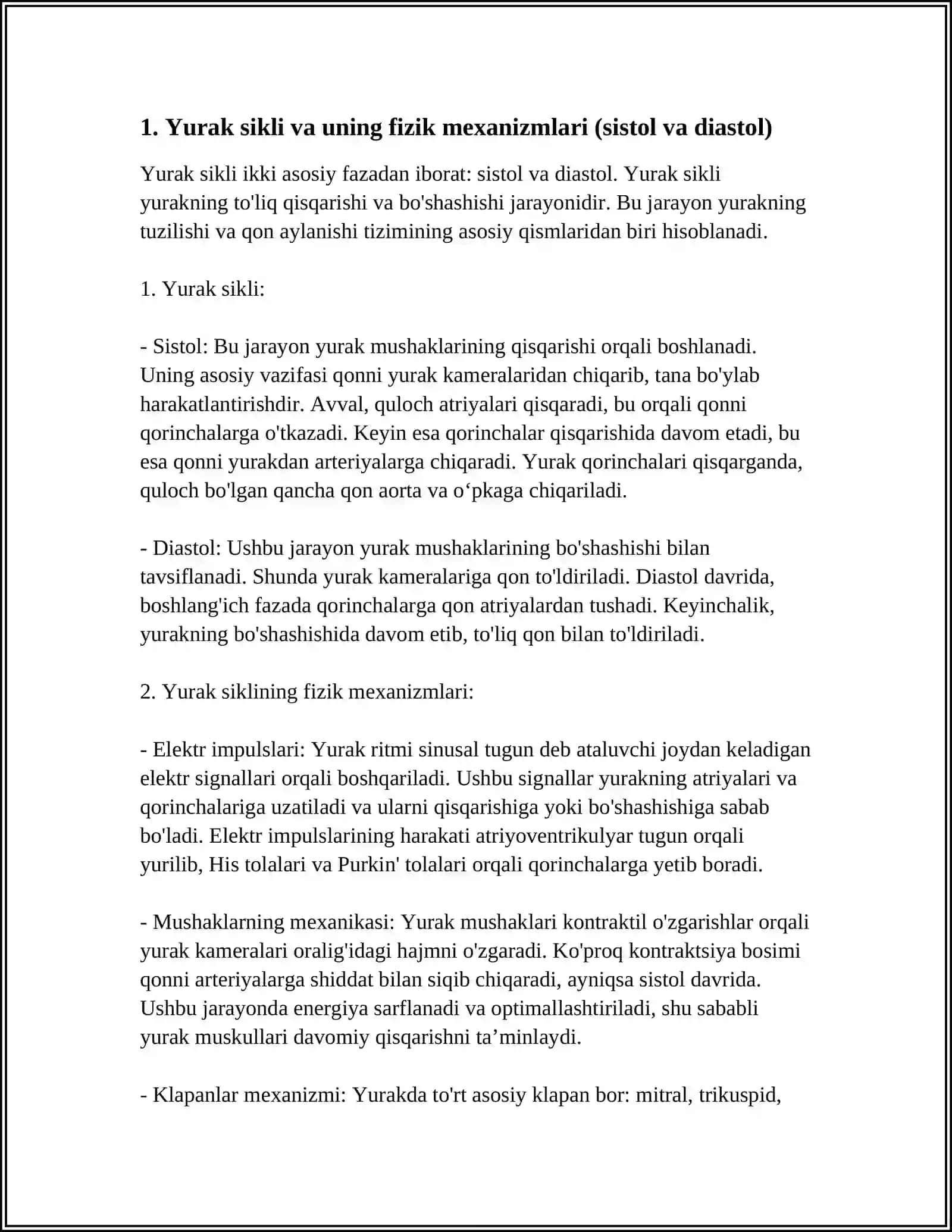 Yurak sikli va uning fizik mexanizmlari (sistol va diastol) 4