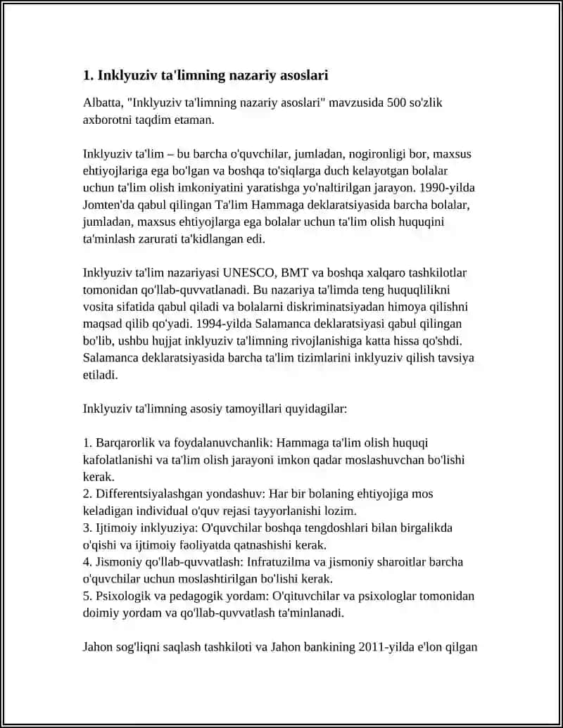 TURLI YO’NALISHDAGI ILMIY TADQIQOTLARDA INKLYUZIV TA’LIM MUAMMOLARINI O’RGANISH 4