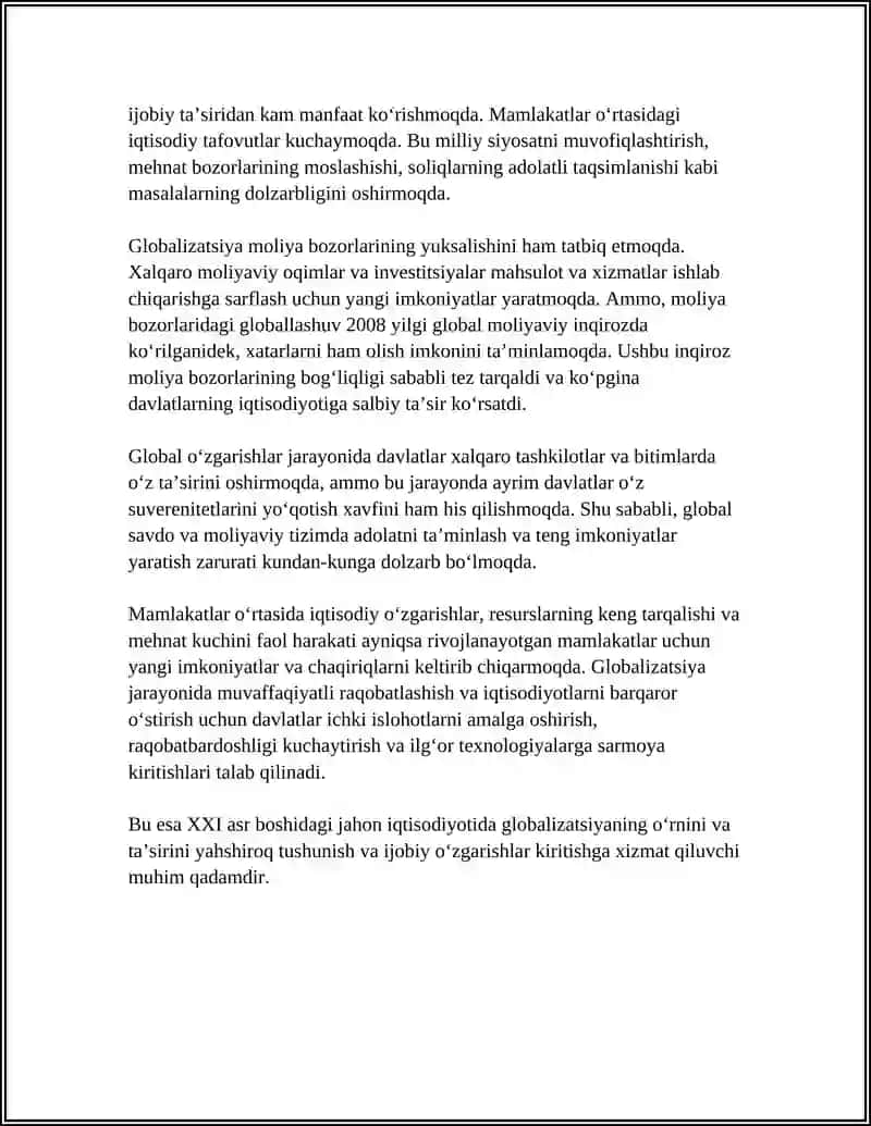 XXI ASR BOSHIDAGI JAHON IQTISODIYOTI VA UNING MUAMMOLARI 4