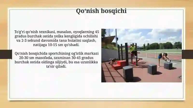 Yengil atletika: Turgan joydan uzunlikka sakrash texnikasini oʻrgatish 4