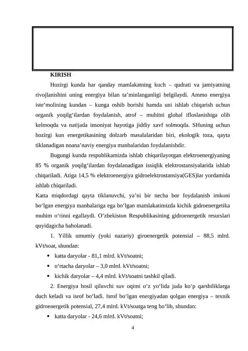 Qibray – 11 kichik GESi ishlatish loyihasi 4