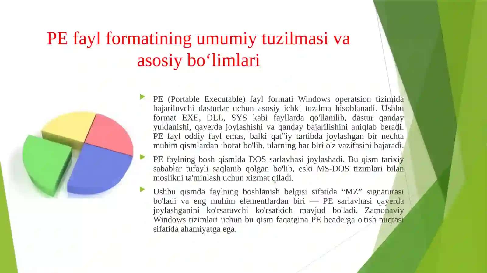 PE fayl formatidagi import va eksport jadvallari strukturasini batafsil tahlil qilish. 4