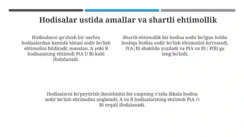 Tasodifiy hodisalar va ular ustida amallar 4