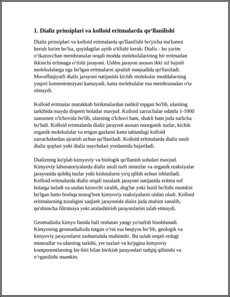 Kolloid ermalarni dIALIZ yo'li bilan tozalash 4