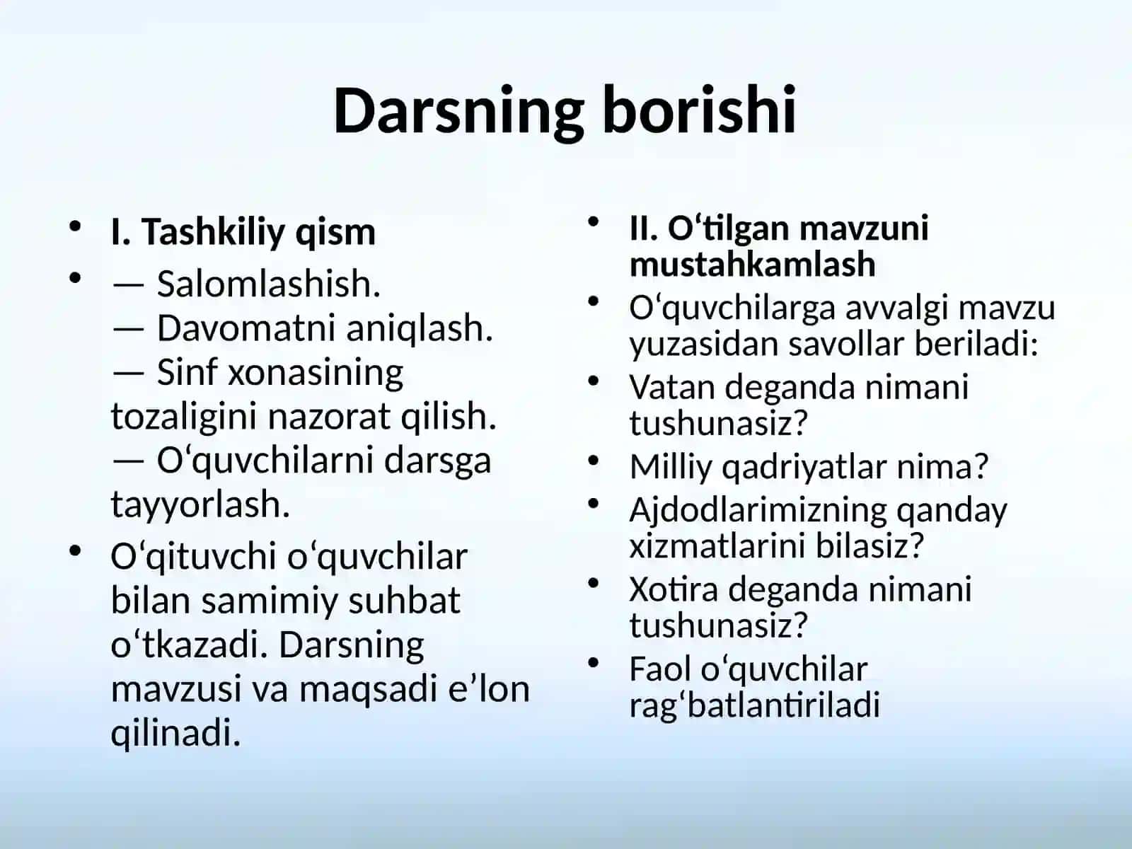 Xotira–buyuk qadriyat dars ishlanma 4
