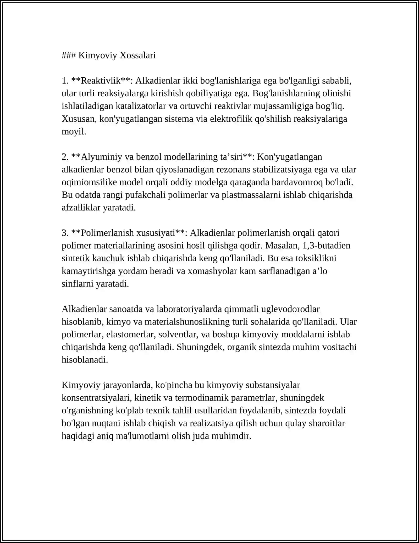 ALKADIYENLAR GOMOLOGI OLINISHI FIZIK KIMYOVIY XOSSASI 4