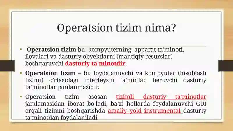 Operatsion tizimlar fanining mazmuni va mohiyati 4