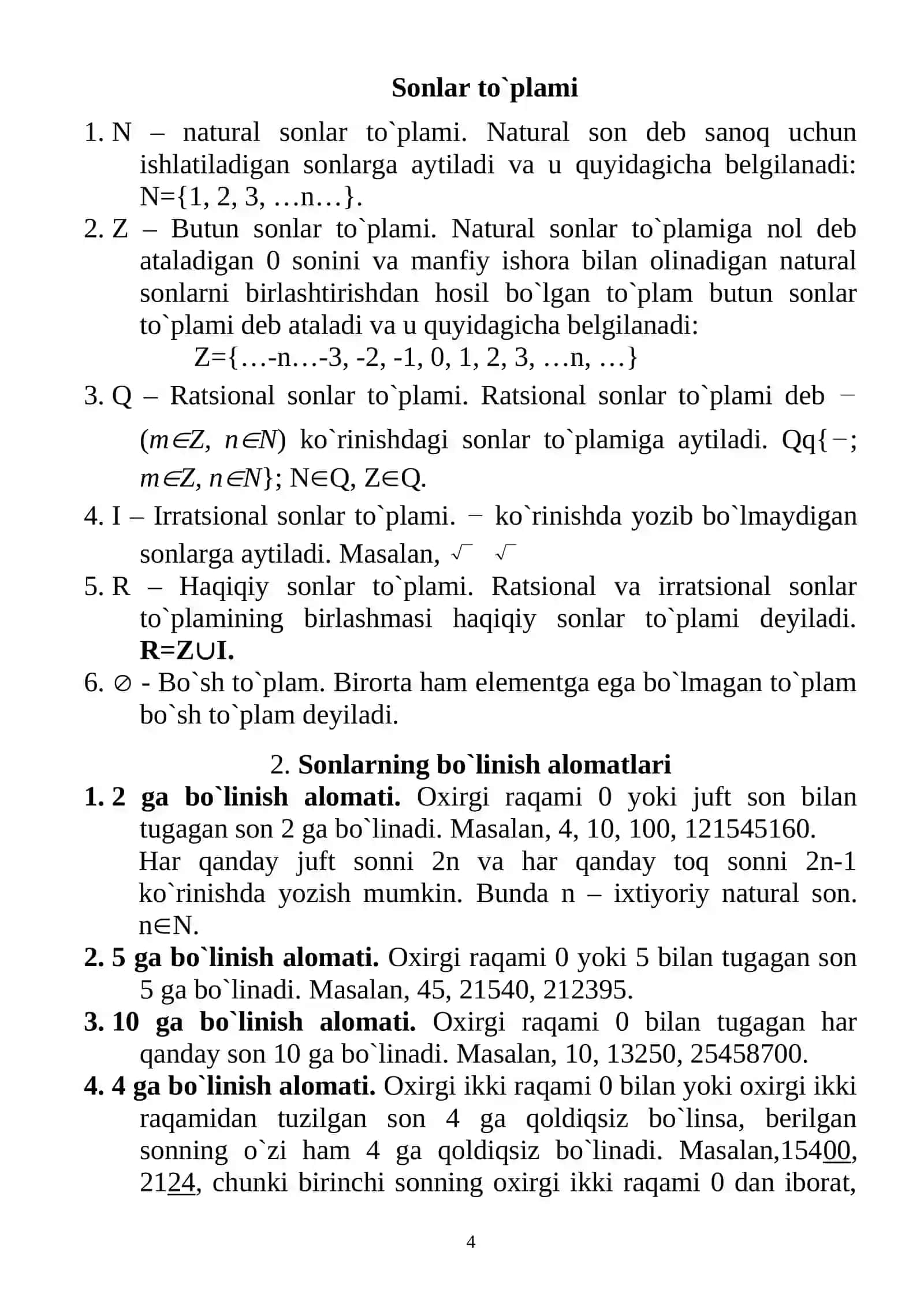 Matematikadan formulalar to‘plami 4