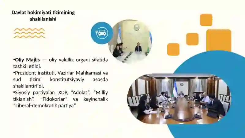 O‘ZBEKISTONDA DEMOKRATIK, FUQAROLIK JAMIYATI ASOSLARINING SHAKLLANISHI VA SIYOSIY ISLOHOTLAR 4