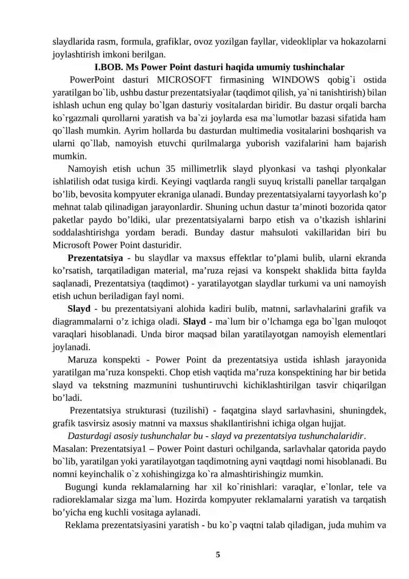 MS Power Point dasturi haqida umumiy tushuncha va unda taqdimotlar yaratish 4