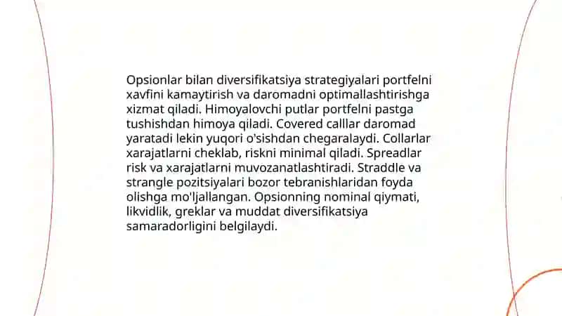 Derivativlar orqali portfelni diversifikatsiya qilish 4