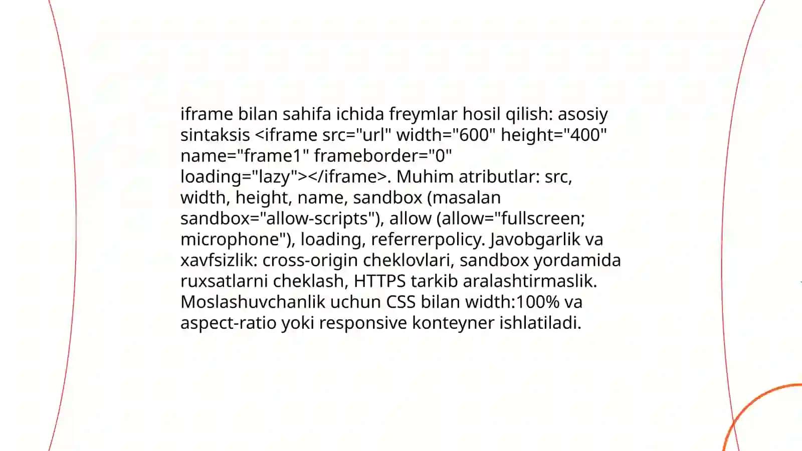 HTMLda freymlar hosil qilish 4