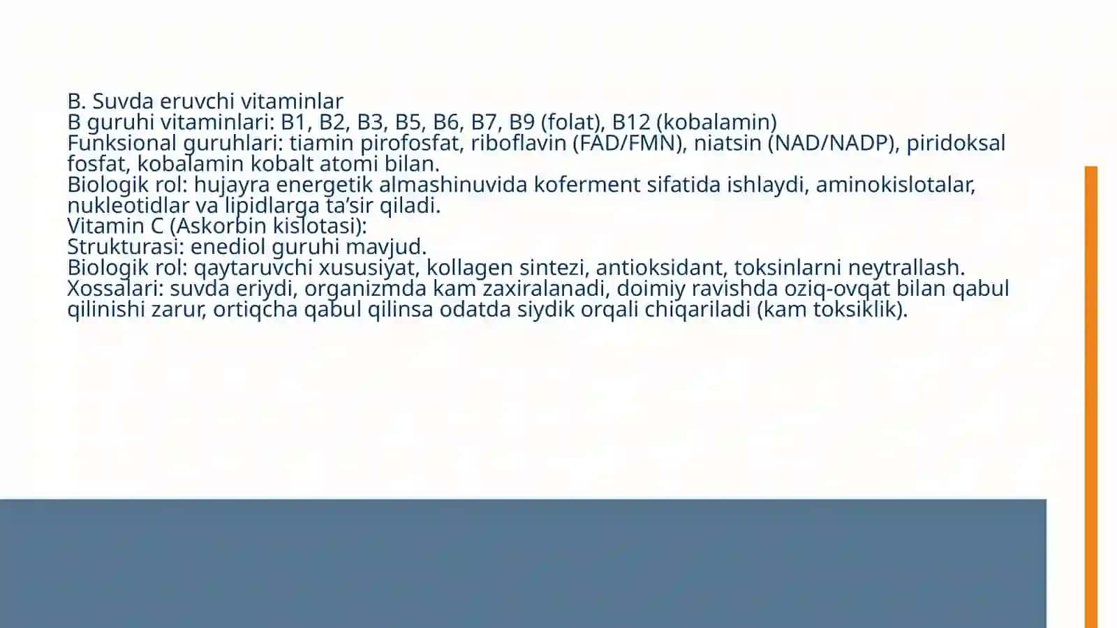 Vitaminlar. Vitaminlarning tuzilishi va kimyoviy xossalari 4
