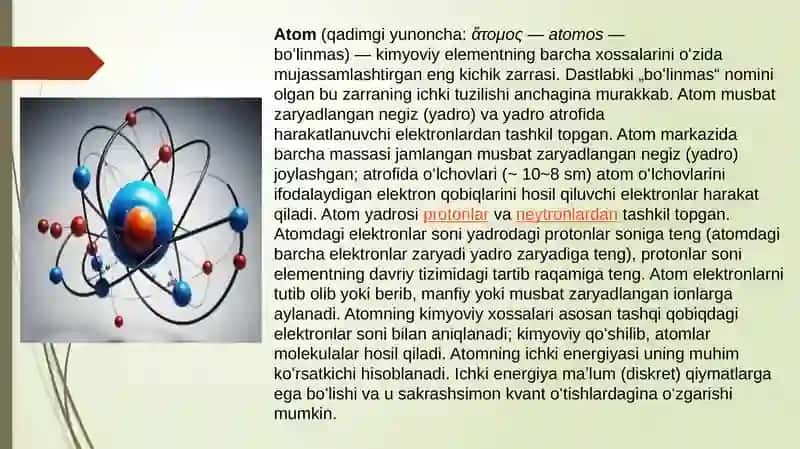 Atomlarning davriy va davriy bo'lmagan xossalari 4
