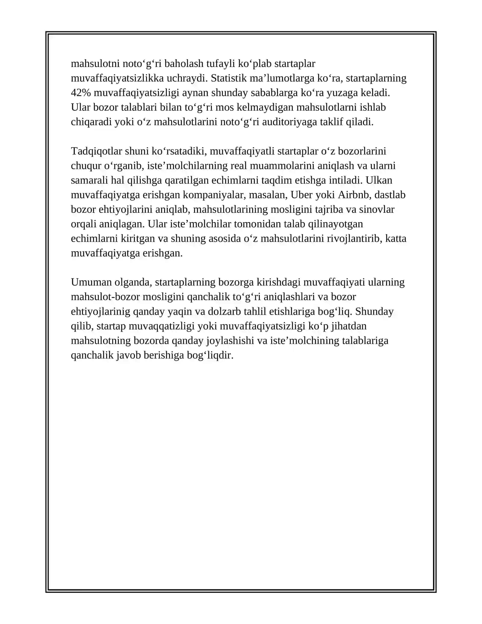 STARTUP MUVAFFAQIYAT VA MUVAFFAQIYATSIZLIK OMILLARINI O‘RGANISH 4