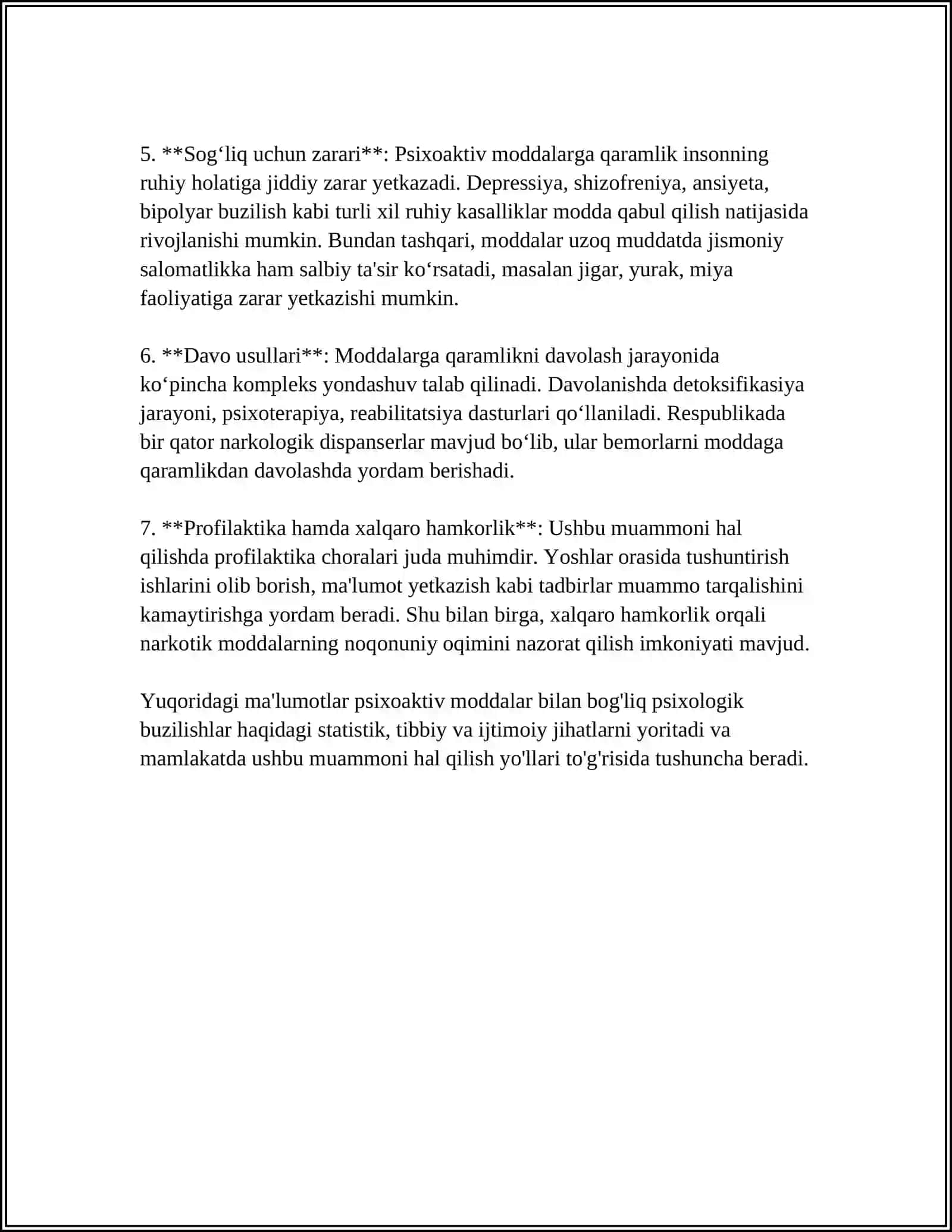 PSIXOAKTIV MODDALARNI ISTEMOL QILISH BILAN BOG'LIQ BUZILISHLAR 4