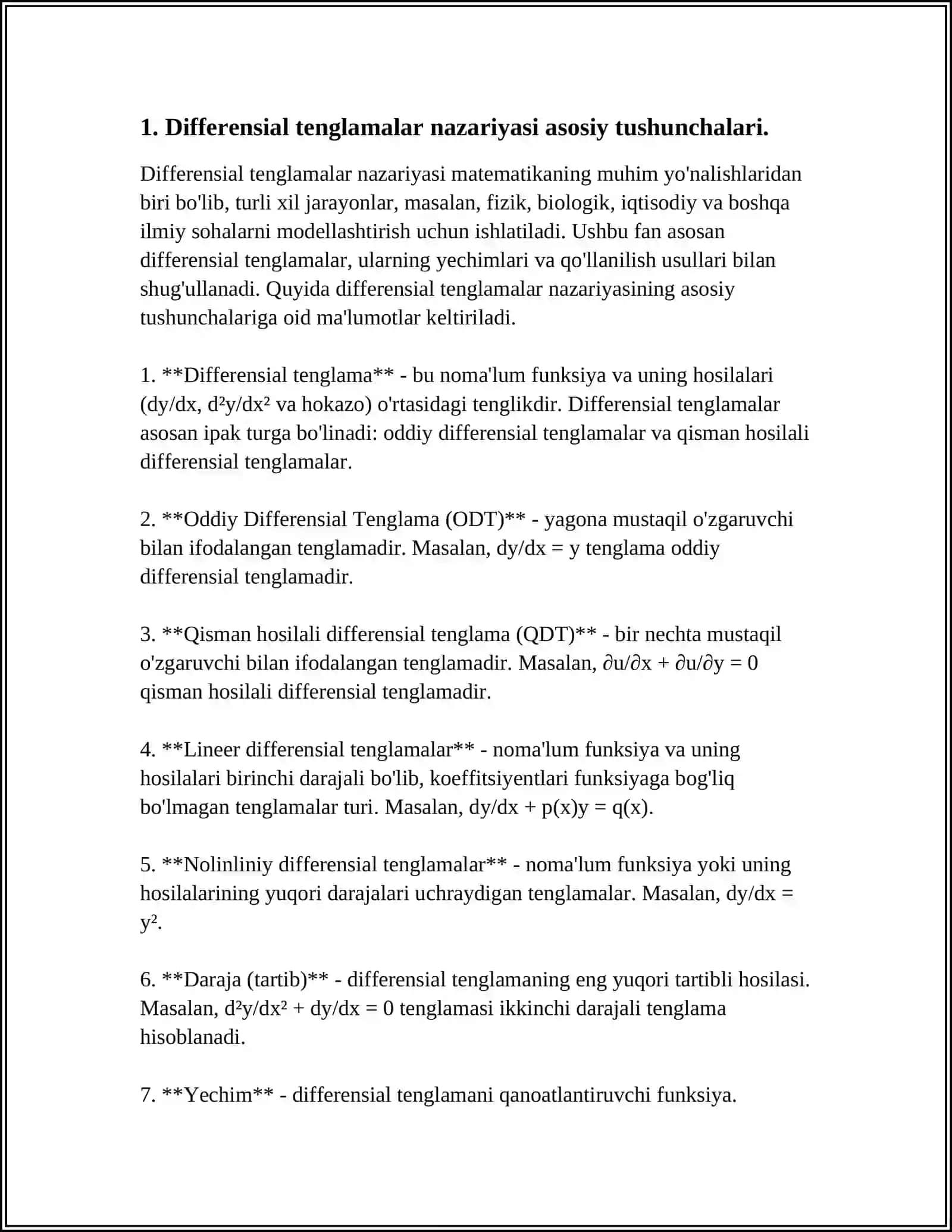 DIFFERENSIAL TENGLAMA KELTIRILUVCHI MASALALAR 4