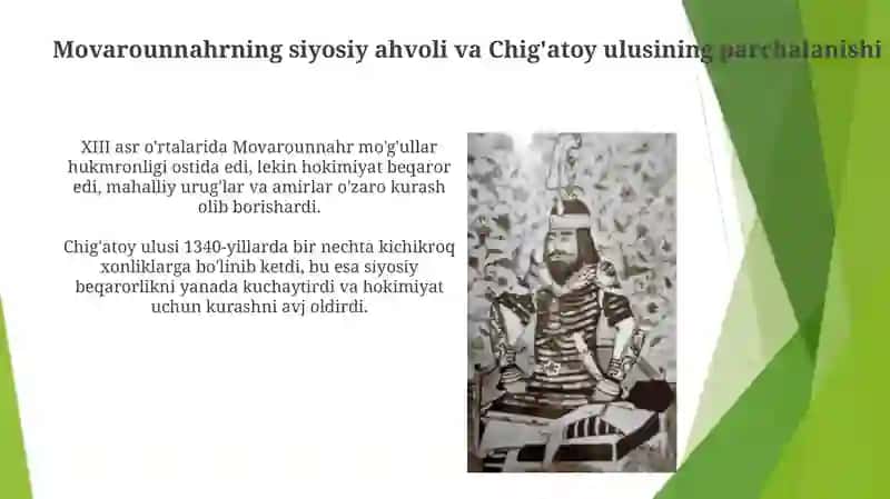 Amir Temurning hokimiyatga kelishi va Temuriylar davlatining tashkil topishi 4