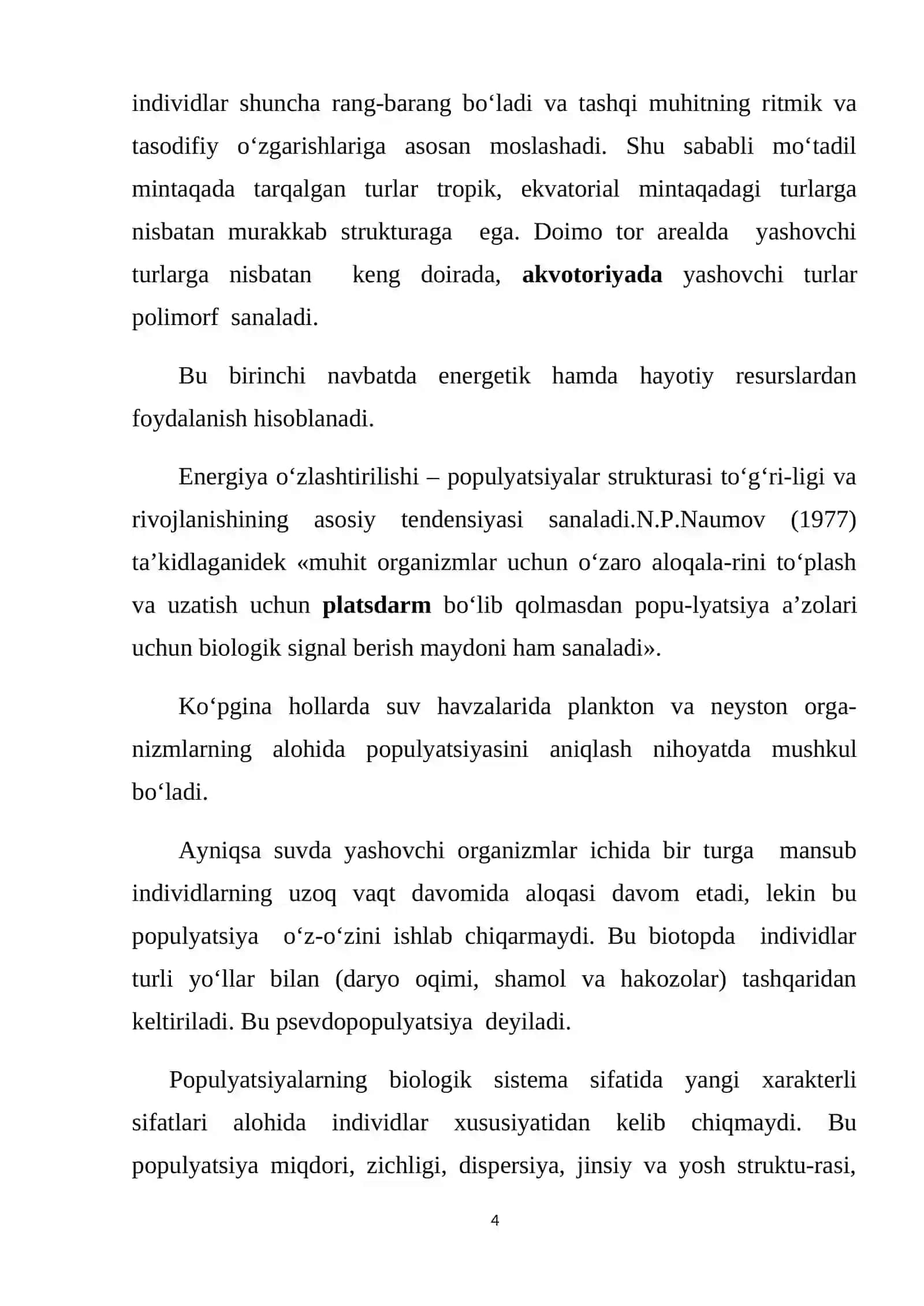 Populyatsiyada individlar sonining o’zgarishi 4