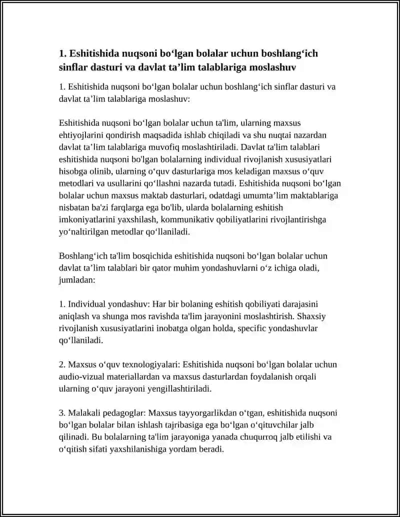 Davlat Ta'lim Talablari Eshitishida Nuqsoni Bo'lgan Bolalar Uchun 4
