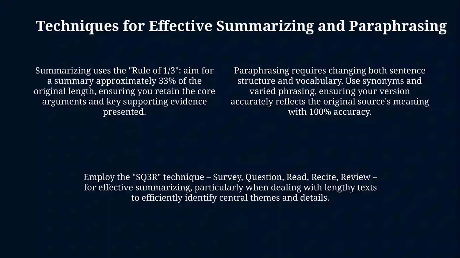 Summarizing and Paraphrasing: Definitions, Techniques, and Applications 4