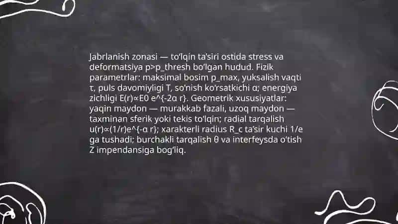 Toʻlqin zarbi.Jabrlanish zonasi tavsifi. Yorugʻlik ajralishi. Oʻtuvchi nurlar 4