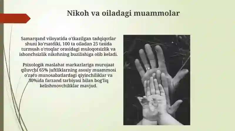 Oila psixologiyasi. Nikoh va oila sohasidagi tadbiqiy tadqiqotlar 4