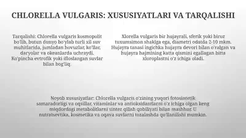 Yashil Suvo'Tlar Bo'Limining O'Zbekistonda Tarqalgan Turlari Va Ularning O'Ziga Xos Xususiyatlari 4