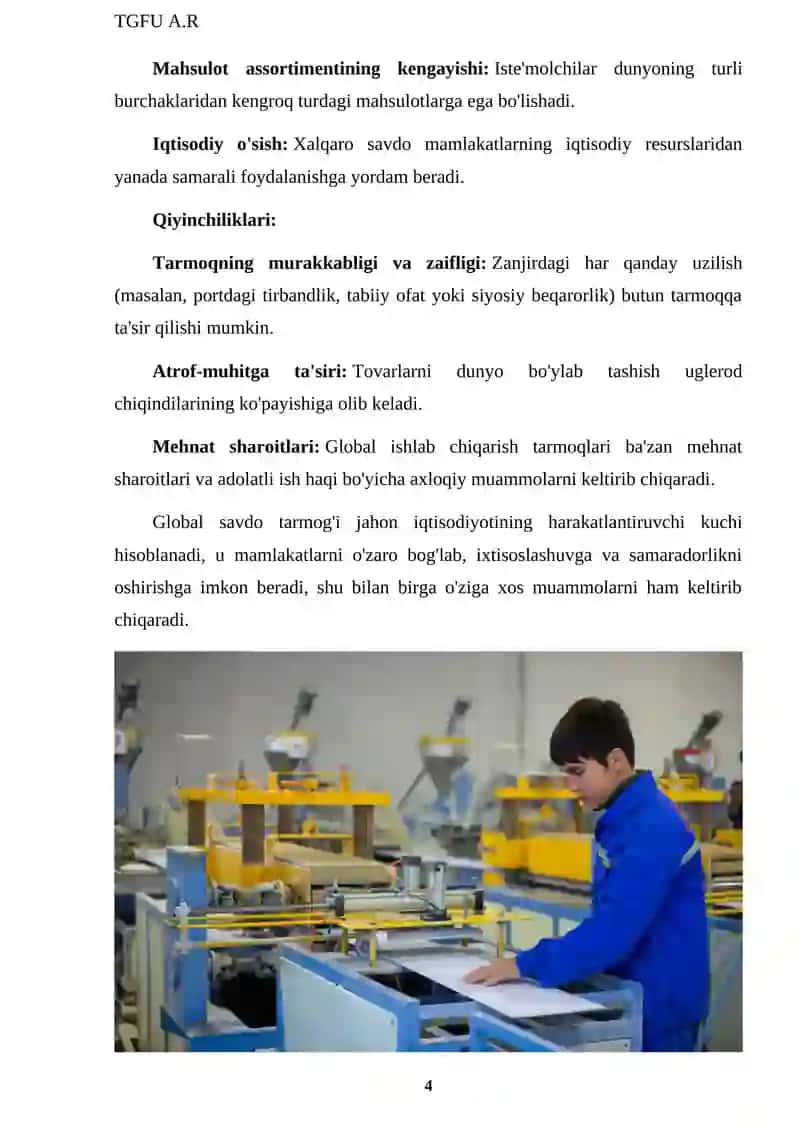 Ishlab chiqarishning global savdo tarmog'i 4
