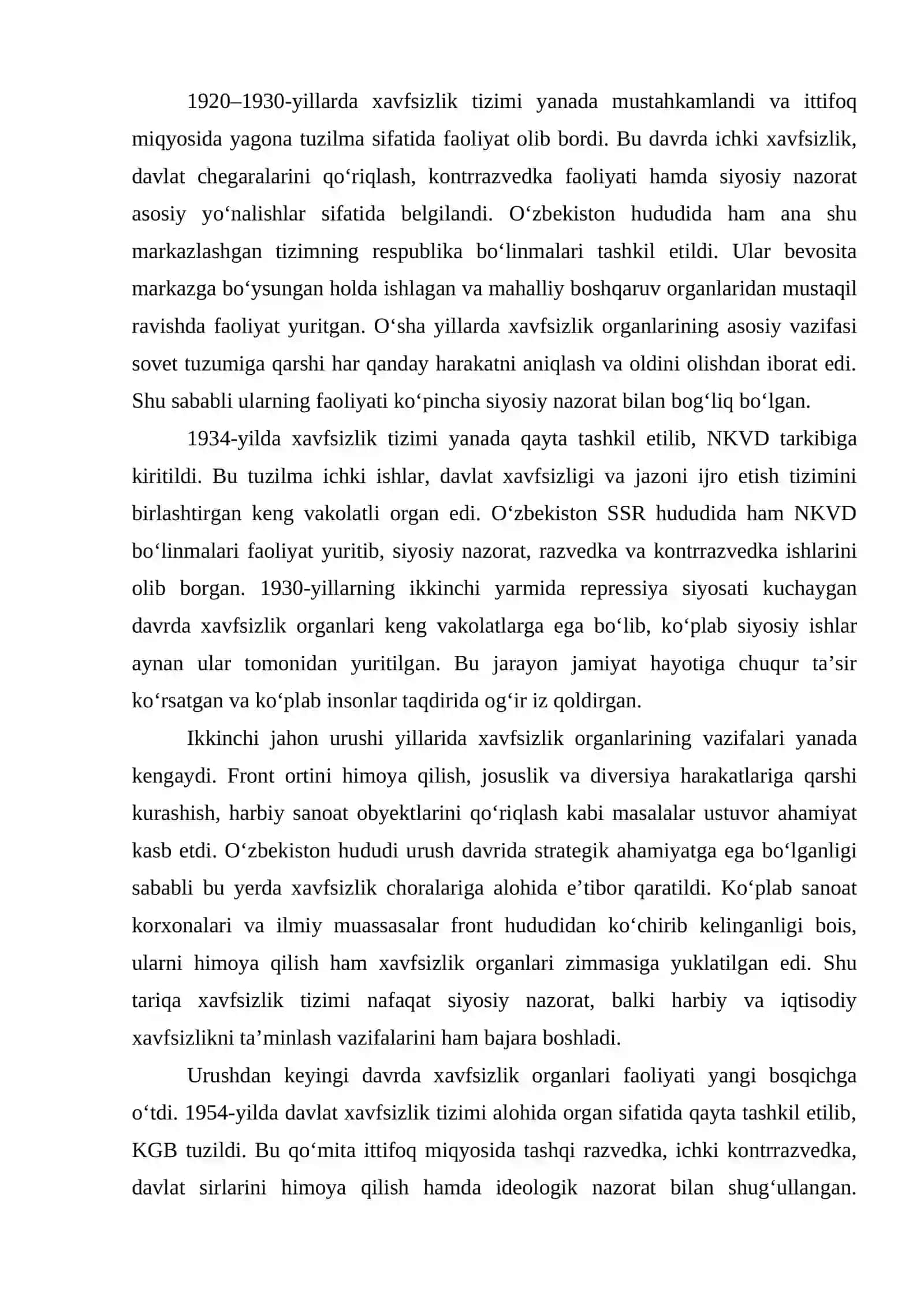 O’zbekiston respublikasi davlat xavfsizlik xizmatining rivojlanishi tarixi 4
